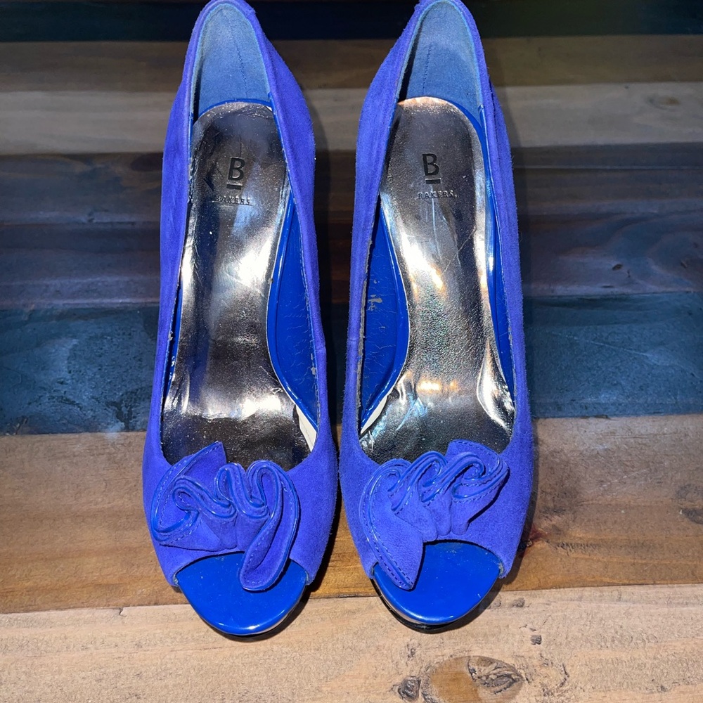 Bakers Royal Blue Peep-Toe Heels with Bow